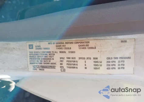 2006 GMC Canyon Sl z USA, uszkodzony, nr VIN 1GTCS198668329592